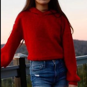 Red cropped hoodie